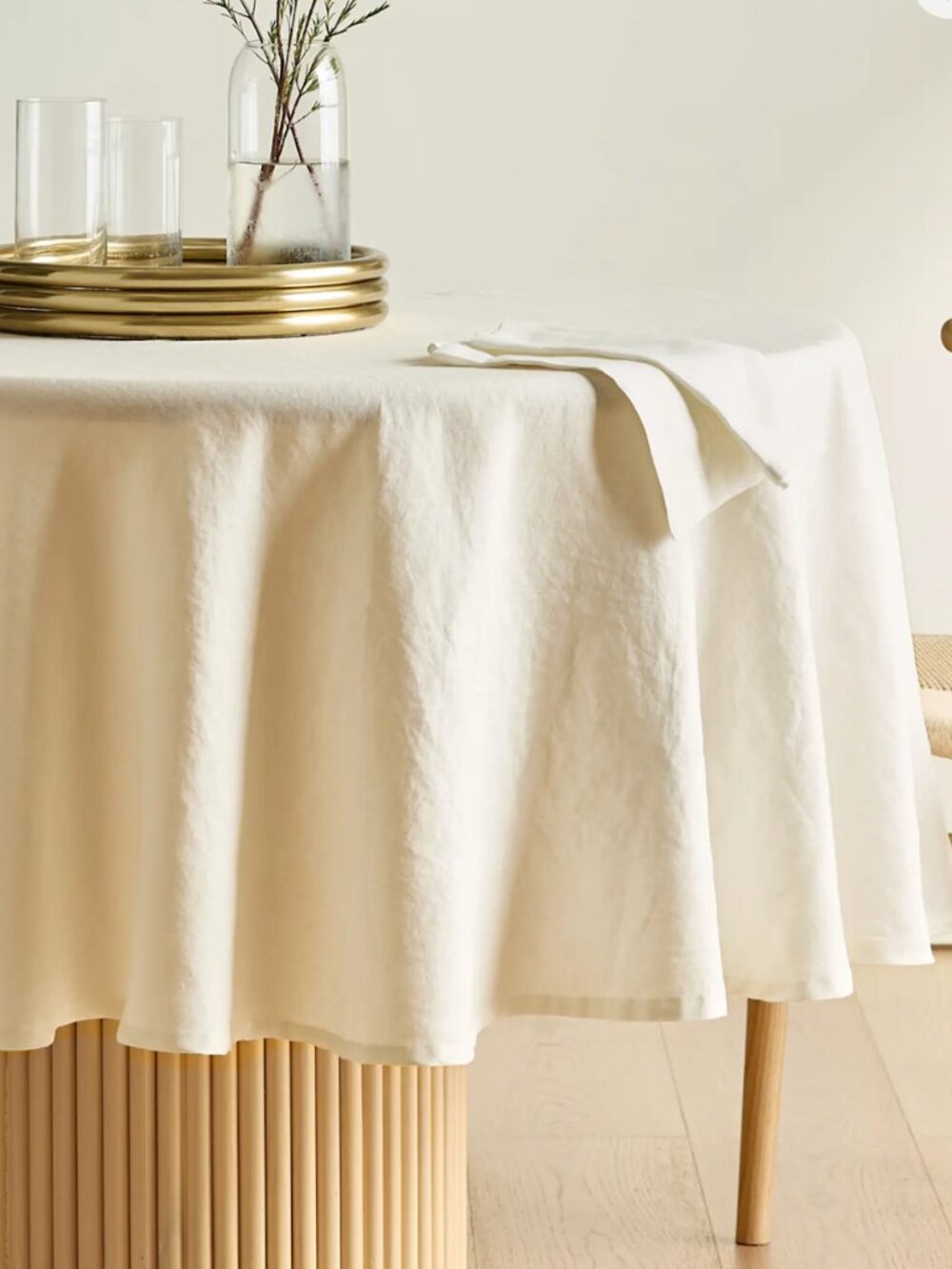 Quince European Linen Tablecloth Ivory 70" Round 100% Linen NWOT